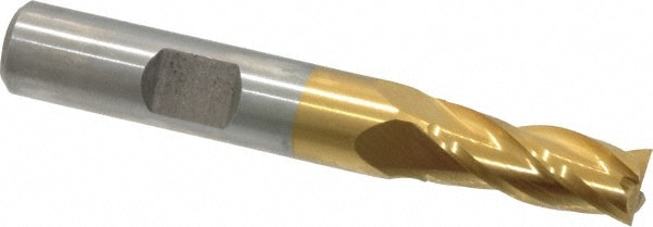 Cleveland C41523 Square End Mill: 5/16 Dia, 3/4 LOC, 3/8 Shank Dia, 2-1/2 OAL, 4 Flutes, High Speed Steel Image