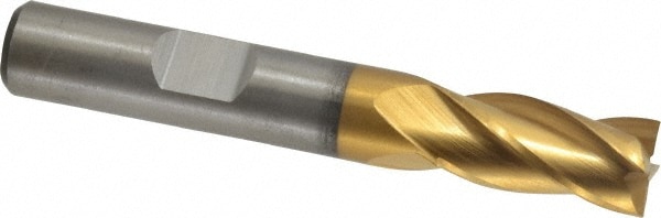 Cleveland C41524 Square End Mill: 3/8 Dia, 3/4 LOC, 3/8 Shank Dia, 2-1/2 OAL, 4 Flutes, High Speed Steel Image