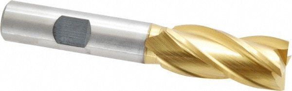 Cleveland C33211 Square End Mill: 5/8 Dia, 1-3/8 LOC, 1/2 Shank Dia, 3-3/8 OAL, 4 Flutes, High Speed Steel Image