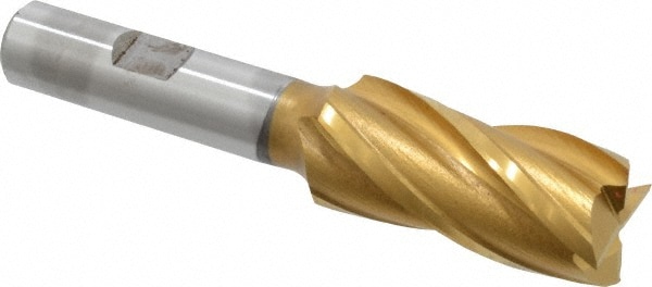 Cleveland C33216 Square End Mill: 3/4 Dia, 1-5/8 LOC, 1/2 Shank Dia, 3-3/8 OAL, 4 Flutes, High Speed Steel Image