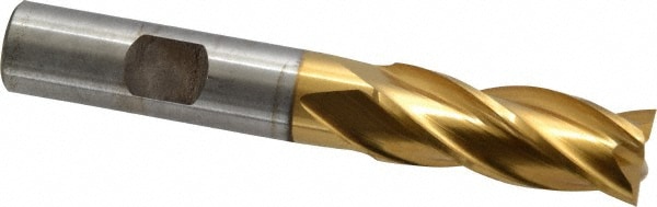 Cleveland C33208 Square End Mill: 17/32 Dia, 1-3/8 LOC, 1/2 Shank Dia, 3-3/8 OAL, 4 Flutes, High Speed Steel Image