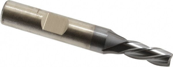 Cleveland C33619 Square End Mill: 1/4 Dia, 5/8 LOC, 3/8 Shank Dia, 2-7/16 OAL, 4 Flutes, High Speed Steel Image