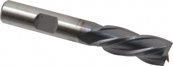 Cleveland C33622 Square End Mill: 7/16 Dia, 1 LOC, 3/8 Shank Dia, 2-11/16 OAL, 4 Flutes, High Speed Steel Image