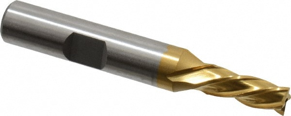 Cleveland C33611 Square End Mill: 1/4 Dia, 5/8 LOC, 3/8 Shank Dia, 2-7/16 OAL, 4 Flutes, High Speed Steel Image