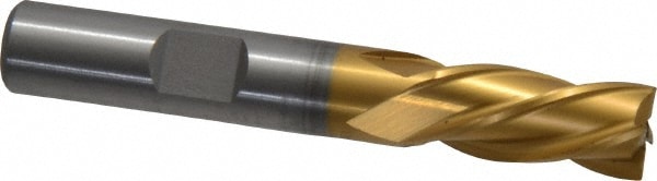 Cleveland C33613 Square End Mill: 3/8 Dia, 3/4 LOC, 3/8 Shank Dia, 2-1/2 OAL, 4 Flutes, High Speed Steel Image