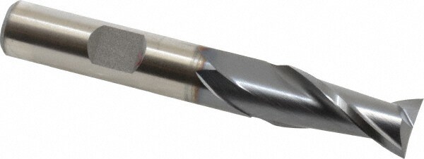 Cleveland C33821 Square End Mill: 27/64 Dia, 13/16 LOC, 3/8 Shank Dia, 2-11/16 OAL, 2 Flutes, High Speed Steel Image