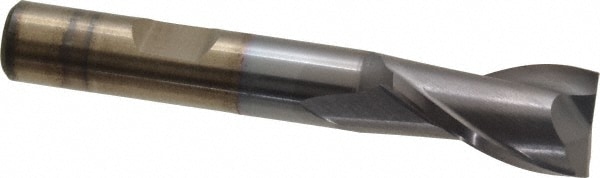 Cleveland C33826 Square End Mill: 1/2 Dia, 13/16 LOC, 3/8 Shank Dia, 2-11/16 OAL, 2 Flutes, High Speed Steel Image