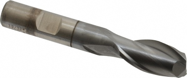 Cleveland C33833 Square End Mill: 19/32 Dia, 1-1/8 LOC, 1/2 Shank Dia, 3-3/8 OAL, 2 Flutes, High Speed Steel Image