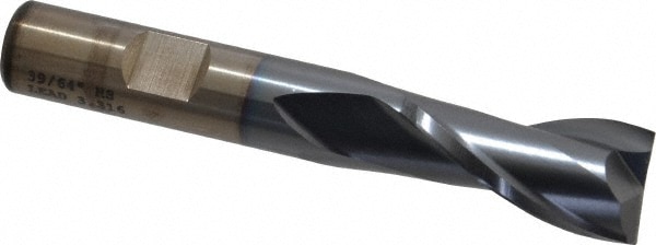 Cleveland C33834 Square End Mill: 39/64 Dia, 1-1/8 LOC, 1/2 Shank Dia, 3-3/8 OAL, 2 Flutes, High Speed Steel Image