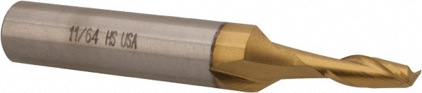 Cleveland C33755 Square End Mill: 11/64 Dia, 7/16 LOC, 3/8 Shank Dia, 2-3/8 OAL, 2 Flutes, High Speed Steel Image