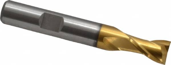 Cleveland C33764 Square End Mill: 23/64 Dia, 9/16 LOC, 3/8 Shank Dia, 2-1/2 OAL, 2 Flutes, High Speed Steel 