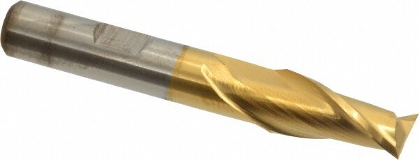 Cleveland C33767 Square End Mill: 27/64 Dia, 13/16 LOC, 3/8 Shank Dia, 2-11/16 OAL, 2 Flutes, High Speed Steel Image