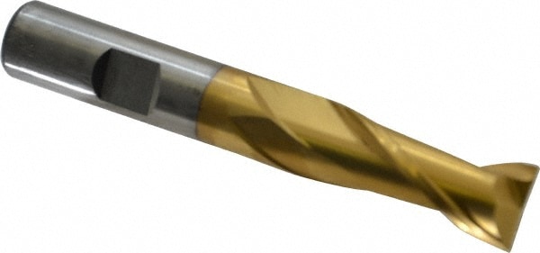 Cleveland C33774 Square End Mill: 17/32 Dia, 1-1/8 LOC, 1/2 Shank Dia, 3-3/8 OAL, 2 Flutes, High Speed Steel Image