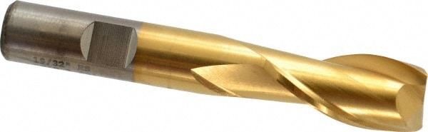 Cleveland C33778 Square End Mill: 19/32 Dia, 1-1/8 LOC, 1/2 Shank Dia, 3-3/8 OAL, 2 Flutes, High Speed Steel Image