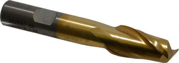 Cleveland C33777 Square End Mill: 37/64 Dia, 1-1/8 LOC, 1/2 Shank Dia, 3-3/8 OAL, 2 Flutes, High Speed Steel Image