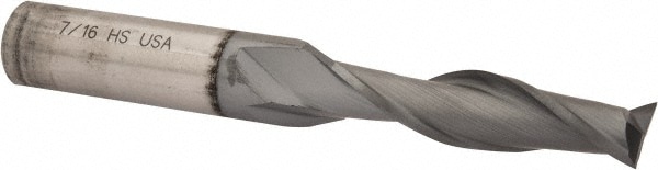 Cleveland C39115 Square End Mill: 7/16 Dia, 1-3/4 LOC, 1/2 Shank Dia, 3-1/4 OAL, 2 Flutes, High Speed Steel Image