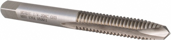 Made in USA MT3633003 Spiral Point Tap: 1/4-20, UNC, 2 Flutes, Plug, 3B, High Speed Steel, Bright Finish Image
