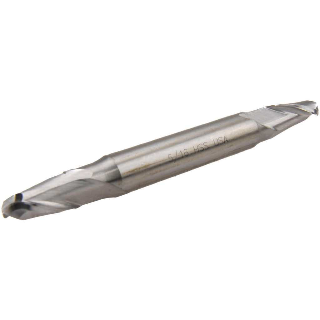 Cleveland Ball End Mill: 5/16" Dia, 9/16" LOC, 2 Flute, High Speed Steel - 3-1/2" OAL, 3/8" Shank Dia, 30 deg Helix, Bright/Uncoated Finish, Double
