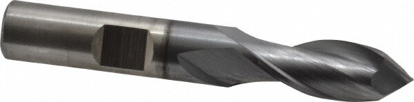 Drill Mill: 3/8" Dia, 9/16" LOC, 2 Flutes, 90 ° Point, High Speed Steel