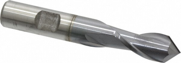 Drill Mill: 1/2" Dia, 1" LOC, 2 Flutes, 90 ° Point, High Speed Steel