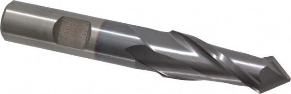 Drill Mill: 9/16" Dia, 1-1/8" LOC, 2 Flutes, 90 ° Point, High Speed Steel