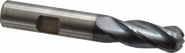 Cleveland C33316 Ball End Mill: 0.5" Dia, 1.25" LOC, 4 Flute, High Speed Steel Image