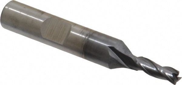 Cleveland C39702 Square End Mill: 3/16 Dia, 1/2 LOC, 3/8 Shank Dia, 2-3/8 OAL, 3 Flutes, High Speed Steel Image