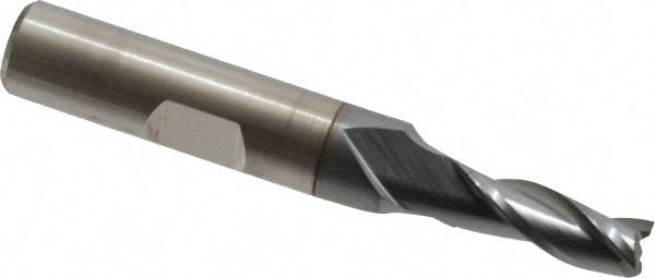 Cleveland C39704 Square End Mill: 1/4 Dia, 5/8 LOC, 3/8 Shank Dia, 2-7/16 OAL, 3 Flutes, High Speed Steel Image