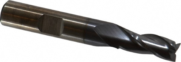 Cleveland C39706 Square End Mill: 5/16 Dia, 3/4 LOC, 3/8 Shank Dia, 2-1/2 OAL, 3 Flutes, High Speed Steel Image