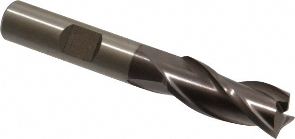 Cleveland C39710 Square End Mill: 7/16 Dia, 1 LOC, 3/8 Shank Dia, 2-11/16 OAL, 3 Flutes, High Speed Steel Image