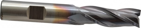 Cleveland C39713 Square End Mill: 1/2 Dia, 1-1/4 LOC, 1/2 Shank Dia, 3-1/4 OAL, 3 Flutes, High Speed Steel Image