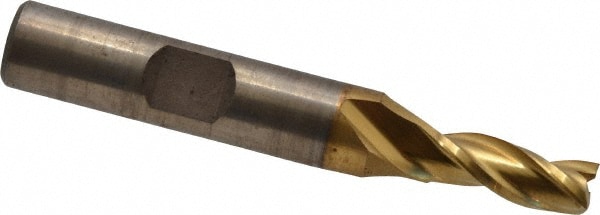 Cleveland C39673 Square End Mill: 1/4 Dia, 5/8 LOC, 3/8 Shank Dia, 2-7/16 OAL, 3 Flutes, High Speed Steel Image