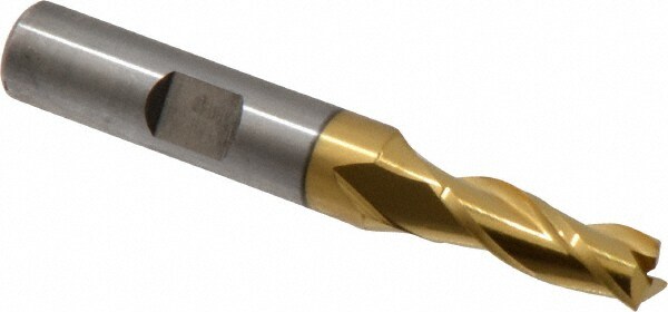 Cleveland C39674 Square End Mill: 9/32 Dia, 3/4 LOC, 3/8 Shank Dia, 2-1/2 OAL, 3 Flutes, High Speed Steel Image