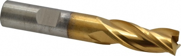 Cleveland C39682 Square End Mill: 1/2 Dia, 1-1/4 LOC, 1/2 Shank Dia, 3-1/4 OAL, 3 Flutes, High Speed Steel Image