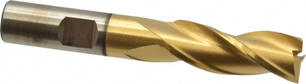 Cleveland C39683 Square End Mill: 9/16 Dia, 1-3/8 LOC, 1/2 Shank Dia, 3-3/8 OAL, 3 Flutes, High Speed Steel Image