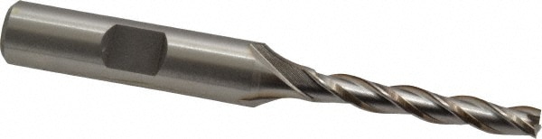 Cleveland C39731 Square End Mill: 3/16 Dia, 1-1/4 LOC, 3/8 Shank Dia, 3-1/16 OAL, 3 Flutes, High Speed Steel Image