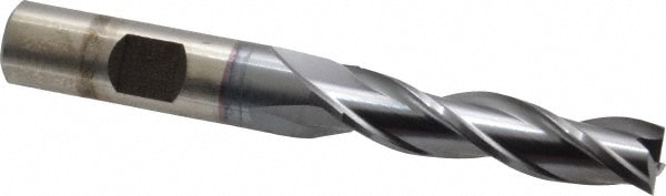 Cleveland C39783 Square End Mill: 7/16 Dia, 1-3/4 LOC, 1/2 Shank Dia, 3-1/4 OAL, 3 Flutes, High Speed Steel Image