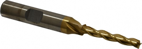 Cleveland C39753 Square End Mill: 3/16 Dia, 1-1/4 LOC, 3/8 Shank Dia, 3-1/16 OAL, 3 Flutes, High Speed Steel Image