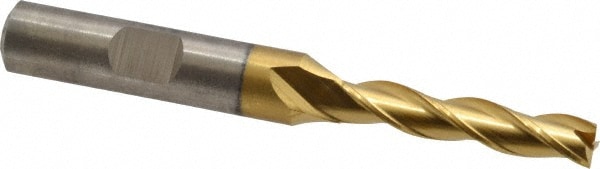 Cleveland C39755 Square End Mill: 1/4 Dia, 1-1/4 LOC, 3/8 Shank Dia, 3-1/16 OAL, 3 Flutes, High Speed Steel Image