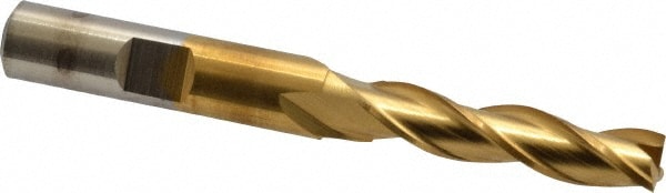 Cleveland C39757 Square End Mill: 5/16 Dia, 1-3/8 LOC, 3/8 Shank Dia, 3-1/8 OAL, 3 Flutes, High Speed Steel Image