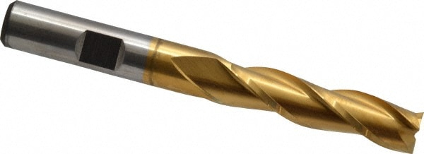 Cleveland C39759 Square End Mill: 3/8 Dia, 1-1/2 LOC, 3/8 Shank Dia, 3-1/4 OAL, 3 Flutes, High Speed Steel Image