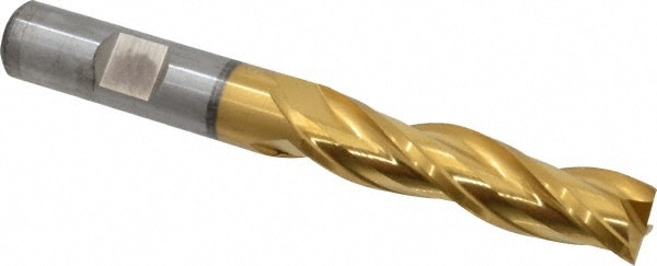 Cleveland C39763 Square End Mill: 1/2 Dia, 2 LOC, 1/2 Shank Dia, 4 OAL, 3 Flutes, High Speed Steel Image