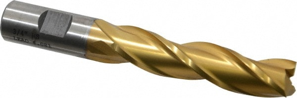 Cleveland C39765 Square End Mill: 3/4 Dia, 3 LOC, 3/4 Shank Dia, 5-1/4 OAL, 3 Flutes, High Speed Steel Image