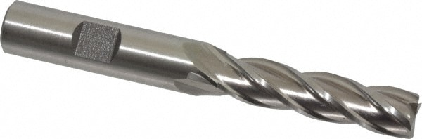 Cleveland C33376 Square End Mill: 7/16 Dia, 1-3/4 LOC, 1/2 Shank Dia, 3-3/4 OAL, 4 Flutes, High Speed Steel Image