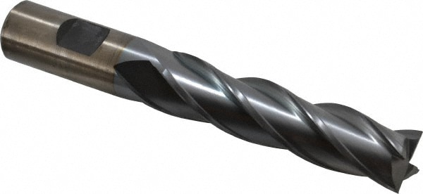 Cleveland C33418 Square End Mill: 3/4 Dia, 3 LOC, 3/4 Shank Dia, 5-1/4 OAL, 4 Flutes, High Speed Steel Image