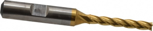 Cleveland C33384 Square End Mill: 3/16 Dia, 1-1/4 LOC, 3/8 Shank Dia, 3-1/16 OAL, 4 Flutes, High Speed Steel Image