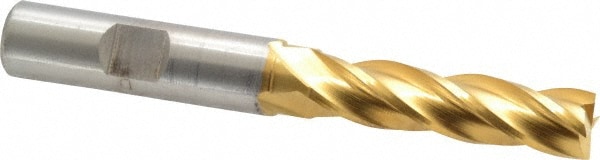 Cleveland C33392 Square End Mill: 7/16 Dia, 1-3/4 LOC, 1/2 Shank Dia, 3-3/4 OAL, 4 Flutes, High Speed Steel Image