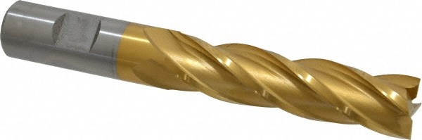 Cleveland C33396 Square End Mill: 3/4 Dia, 3 LOC, 3/4 Shank Dia, 5-1/4 OAL, 4 Flutes, High Speed Steel Image