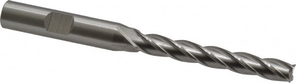 Cleveland C33430 Square End Mill: 9/32 Dia, 2 LOC, 3/8 Shank Dia, 3-3/4 OAL, 4 Flutes, High Speed Steel Image