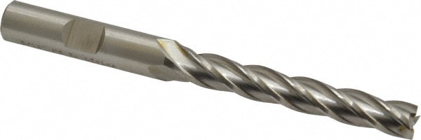 Cleveland C41383 Square End Mill: 5/16 Dia, 2 LOC, 3/8 Shank Dia, 3-1/4 OAL, 4 Flutes, High Speed Steel Image